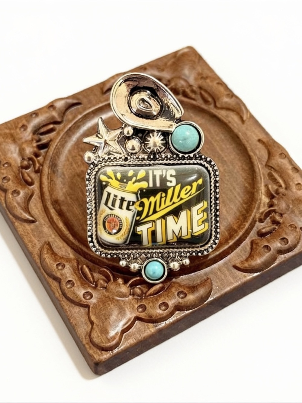 Vintage inspired ring - Miller Lite ‘It's Miller Time’ • new! • Stretch band